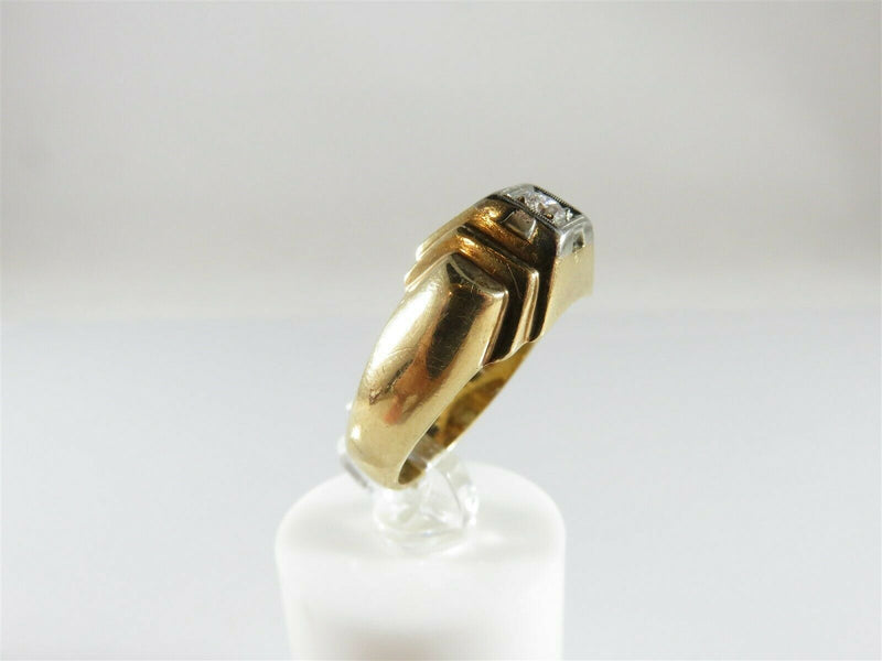 Men's .10 Diamond Ring in a 14K Gold Mid Century Modern Setting Size 9.25 - Just Stuff I Sell