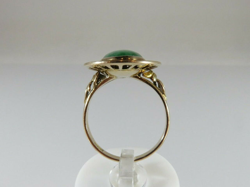 Vintage 10K Gold Natural Green & White Jade Sunburst Ring Size 6.75 TW 4 Grams - Just Stuff I Sell