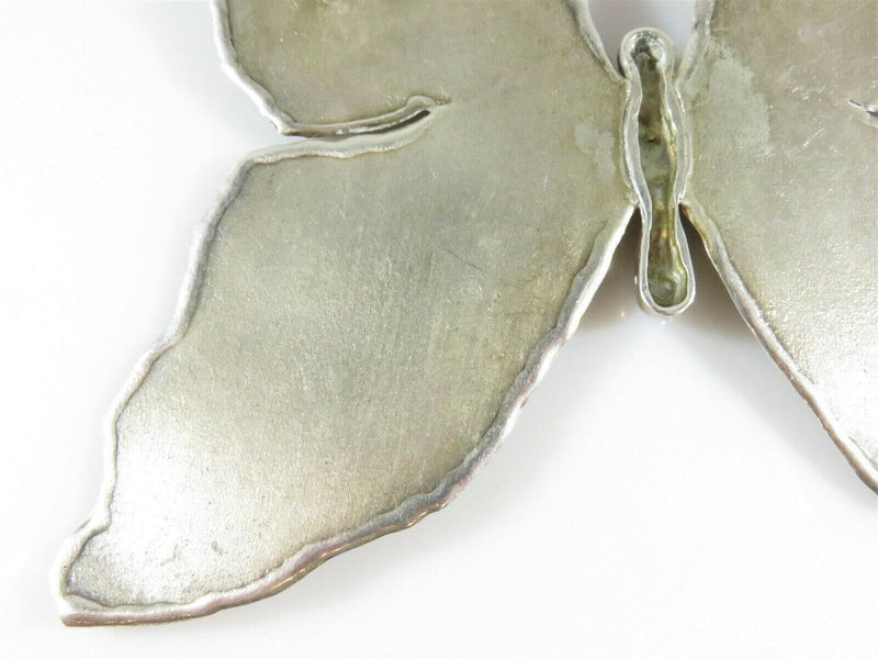 Huge Unsigned Artisan Sterling Silver Eclectic Butterfly Scarf Slide Pendant - Just Stuff I Sell