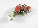 Navajo Style Sterling Silver and Red Coral Pendant Signed N .Juan 5.90mm Bale - Just Stuff I Sell