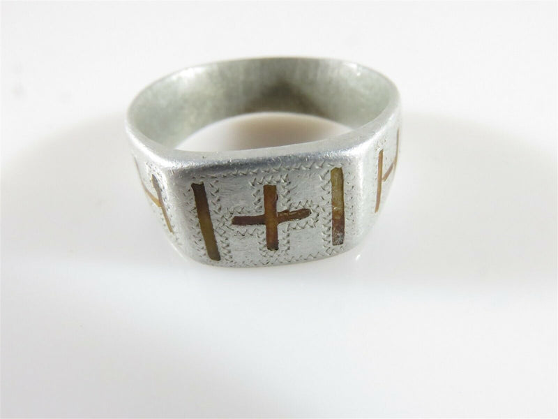 Victorian Inlaid Chamfered Aluminum Men's Letter H Signet Ring Size 10.25 - Just Stuff I Sell