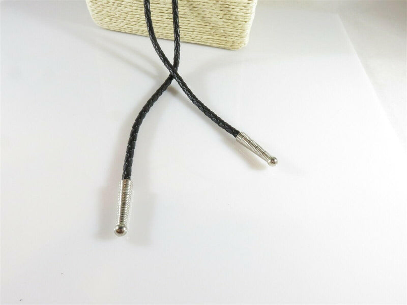19" Silver Tone Mixed Metal Bolo Tie 18" TL Leather Tip to Tip Costume - Just Stuff I Sell