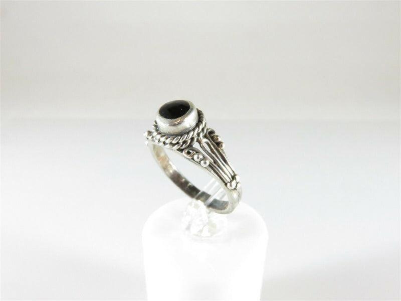 Southwestern Ring Filigree & Rope Style Round Onyx Sterling Silver Ring Size 4.5 - Just Stuff I Sell