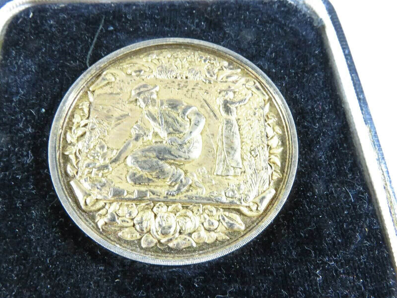 Circa 1912 Alexander Clark Co LTD Gold Washed Sterling Silver Agriculture Medal - Just Stuff I Sell