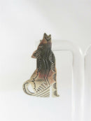 Hand Worked Unsigned Navajo Sterling Silver Figural Wolf Earrings Pierced Ears - Just Stuff I Sell