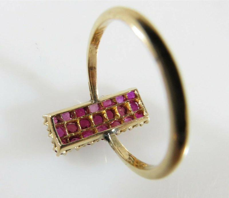 Vintage 14K Gold 21 Ruby Cluster Ring .42 TCW Size 6.25 Pinky Finger Ring - Just Stuff I Sell