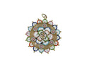 Vintage Unusual Micro Mosaic Pendant 1 3/4" Gilt Brass Floral Leaf Form — Jewelry & Watches:Vintage & Antique Jewelry:Costume