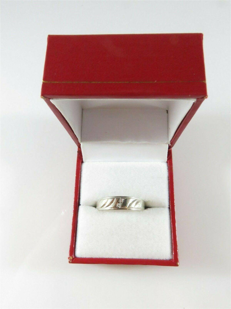 14K White Gold Diamond Chip Wedding Band Size 9.75 by NBK .02 CTW 5.68mm Tapered - Just Stuff I Sell