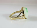 14K Gold Carved White Jadeite Jade with Green Nephrite Highlights Size 8.75 - Just Stuff I Sell