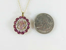14K Gold Oval Morganite Diamond Accented Amethyst Surround Pendant & Rope Chain - Just Stuff I Sell