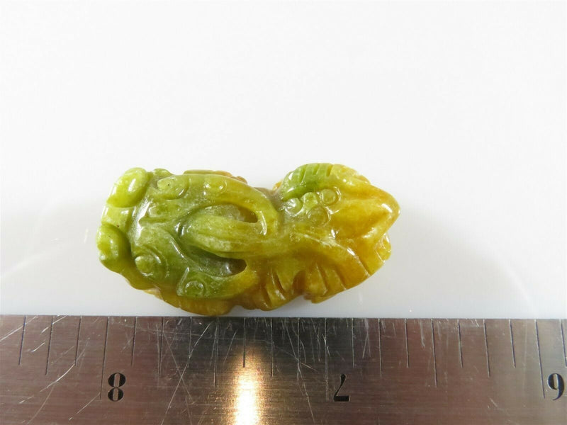 Vintage Chinese Nephrite Jadeite Jade Carved Foo Lion Pendant in Yellow Green - Just Stuff I Sell