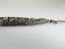 Garnet and Polished Stone Beaded Bracelet Vintage Sterling Silver Faceted 4mm - Just Stuff I Sell