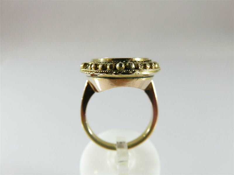 Rare Antique Pietra Dura Ring 18K Top 9K Shank Yellow Gold Ring 7.5 - Just Stuff I Sell