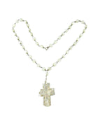 Mother of Pearl & MOP Rosary Cross w/ Sterling Vintage Beaded Necklace 19" — Jewelry & Watches:Fine Jewelry:Fine Necklaces &
