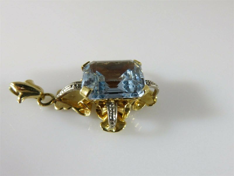Art Nouveau Arts & Crafts Style 18K Yellow Gold Emerald Cut Blue Spinal Pendant - Just Stuff I Sell