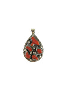 Navajo Style Sterling Silver and Red Coral Pendant Signed N .Juan 5.90mm Bale - Just Stuff I Sell
