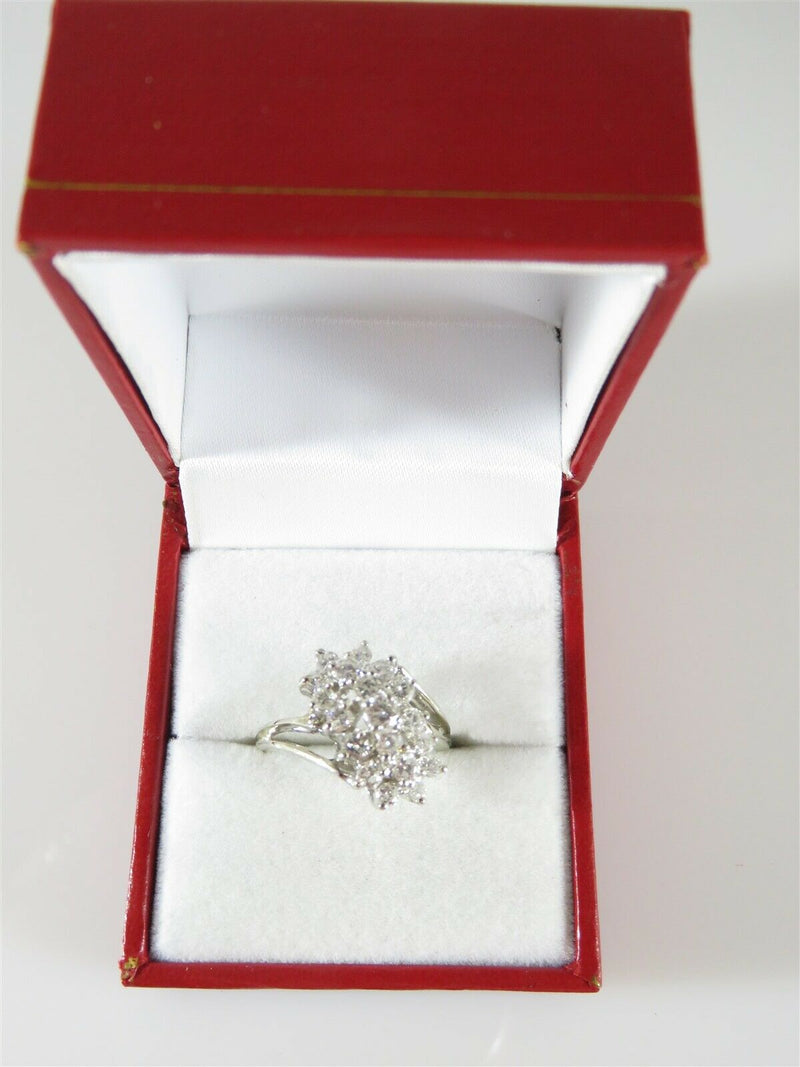 Nice Mid Century 1 CTW Diamond Cocktail Ring 14K White Gold Size 7 - Just Stuff I Sell