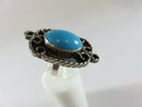 925 Sterling Cabochon Blue Stone Dinner Ring Mexico Signed Rey.. Size 5.5 - Just Stuff I Sell