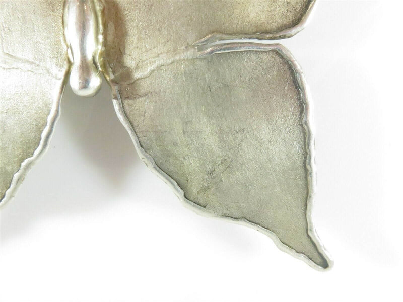Huge Unsigned Artisan Sterling Silver Eclectic Butterfly Scarf Slide Pendant - Just Stuff I Sell
