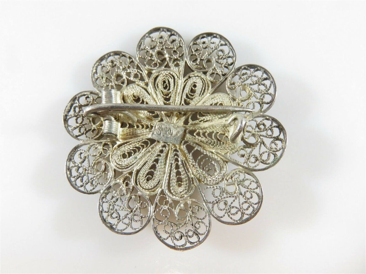 Brooch Solid Silver Hallmarked Antique Filigree Brooch store