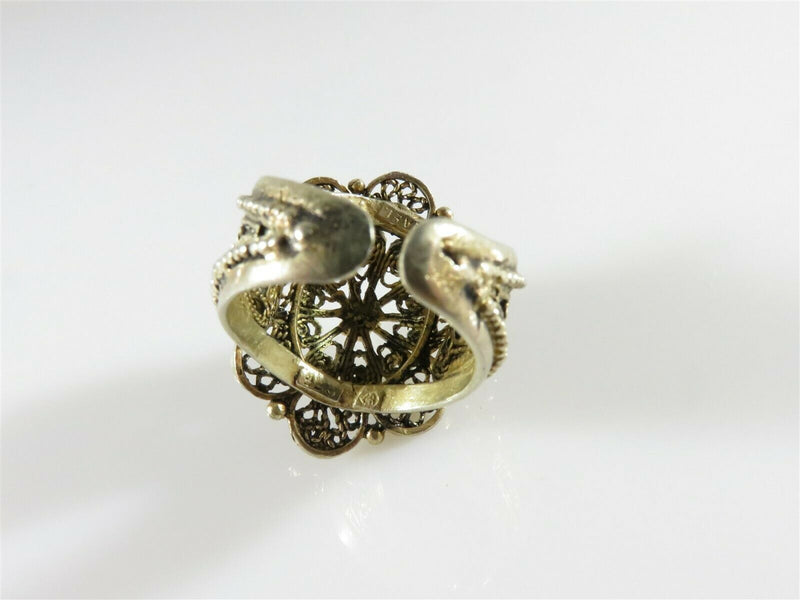 Vintique Hand Made Gilt Sterling Filigree Ring in the Bezalel Yemenite Style Adj - Just Stuff I Sell