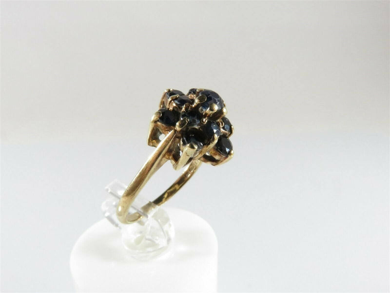 9K Yellow Gold UK Sapphire Cluster Ring Size 5.75 Circa 1976 2.7 Grams - Just Stuff I Sell