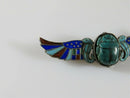 Antique Egyptian 800 Silver Enameled Scarab Brooch Enameled Wings of Horus - Just Stuff I Sell