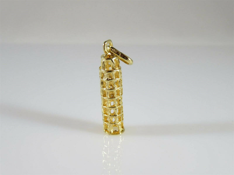 Italian Tower of Pisa 18K Yellow Gold 3D Travel Charm/Pendant Italian Made - Just Stuff I Sell