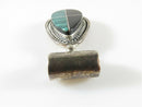 Sterling Silver Onyx Malachite Slide Pendant Southwestern Mexico 8.2mm ID Bale - Just Stuff I Sell