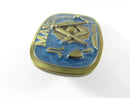 Freemason Masonic 1986 Brass Blue Glaze Belt Buckle