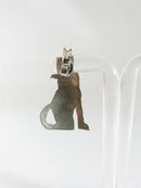 Hand Worked Unsigned Navajo Sterling Silver Figural Wolf Earrings Pierced Ears - Just Stuff I Sell