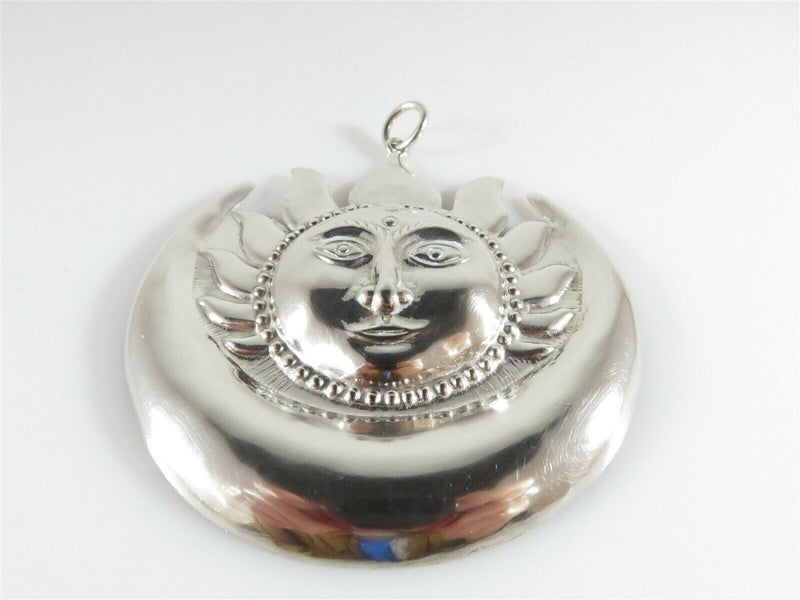 Vintage Large Sterling Silver Tibetan Buddhism Sun God Pendant 3" x 2 7/8" - Just Stuff I Sell