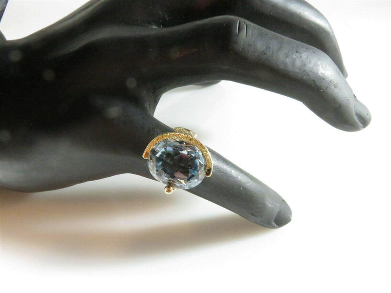 14K Mid Century Celestial Themed Topaz Solitaire Ring Palm Beach CA Estate - Just Stuff I Sell