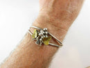 925 Sterling Gold Washed Grapes & Leaf Mexico Cuff Bracelet TI-02 - Just Stuff I Sell