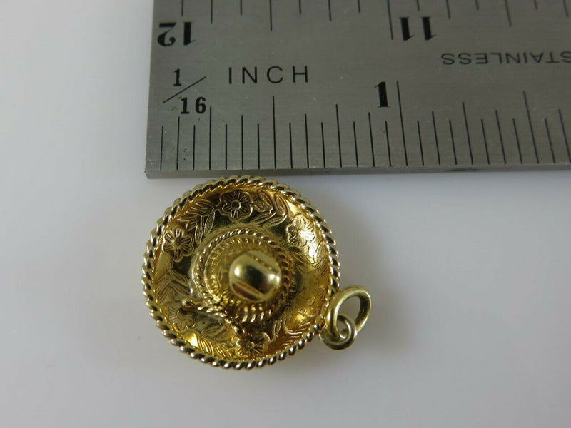 Taxco Mexico Sombrero 14K Yellow Gold 3D Southwestern Charm/Pendant MR-82 - Just Stuff I Sell