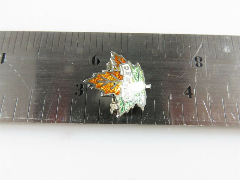 Vintage Petite Quebec Canada Maple Leaf Sterling Enamel Collar Pin - Just Stuff I Sell