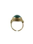 Antique 18K Yellow Gold Wire Wrapped Cabochon Chrysocolla Ring Size 6.5 - Just Stuff I Sell