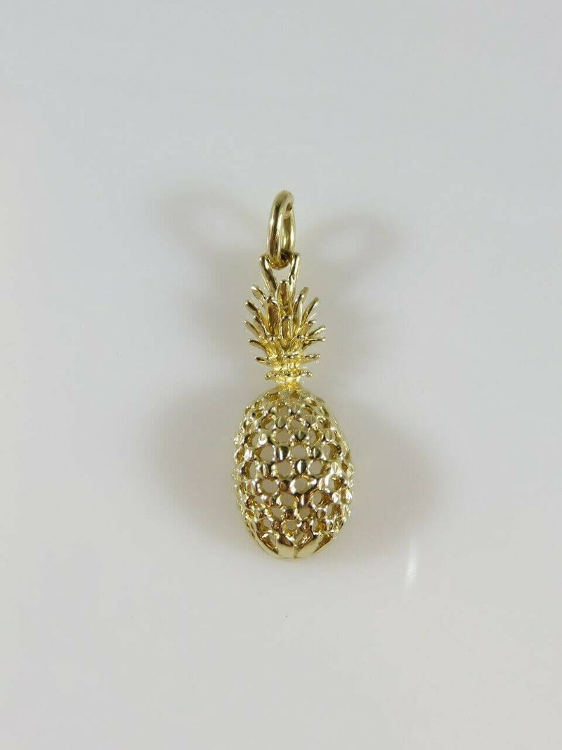 Bahamas 14K Yellow Gold Pineapple Travel Pendant Diamond Cut Accented - Just Stuff I Sell