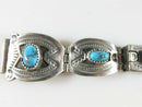 Beautiful Navajo Morenci Turquoise Watch Bracelet Sterling Silver 5 7/8" TL - Just Stuff I Sell