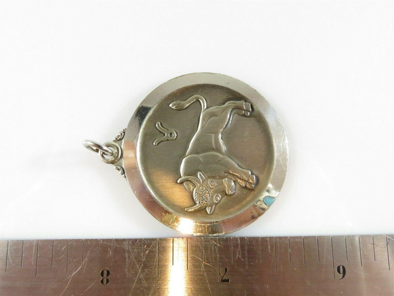 Large 1 1/2" Zodiac Taurus Sterling Silver Charm by JTC Fair Condition - Just Stuff I Sell