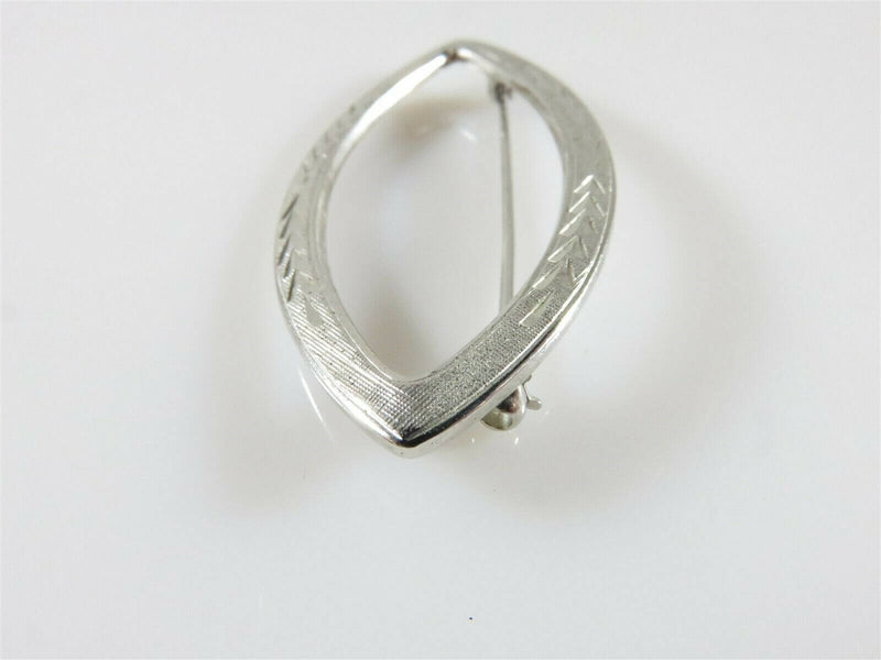 Designer Signed Oval Etched Sterling Silver No Polish Scarf Pin - Just Stuff I Sell