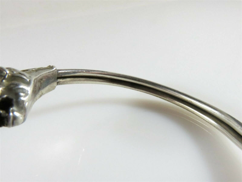 Antique Style Lion's Head Bracelet Bangle 6 1/2" ID Extruded 900 Silver Signed - Just Stuff I Sell