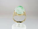 14K Gold Carved White Jadeite Jade with Green Nephrite Highlights Size 8.75 - Just Stuff I Sell