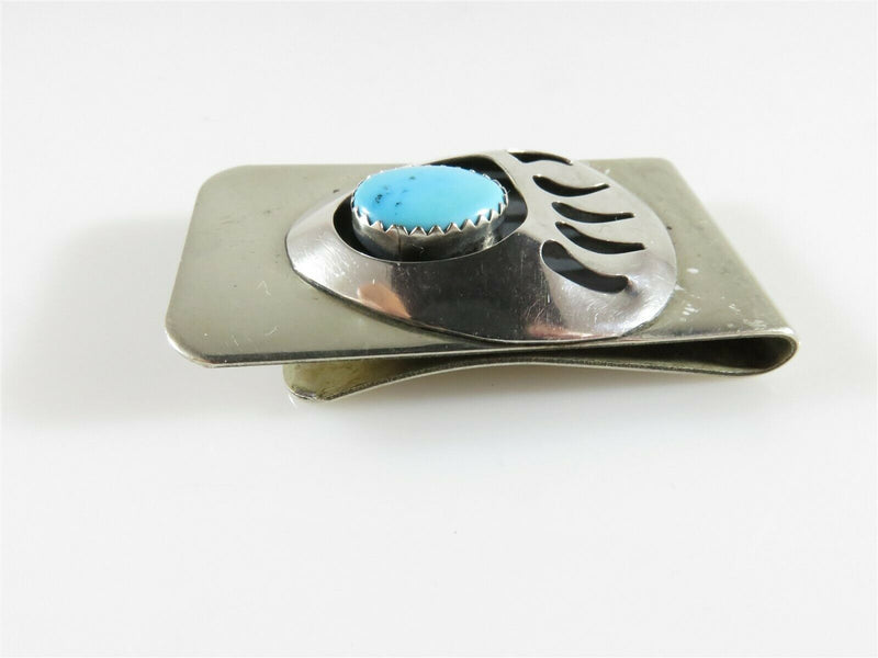 Stainless Bear Claw Blue Stone Native American Style Money Clip - Just Stuff I Sell