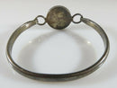 Lovely Vintage Taxco Mexico Sterling Silver Bracelet Black Glass Cabochon 7" - Just Stuff I Sell