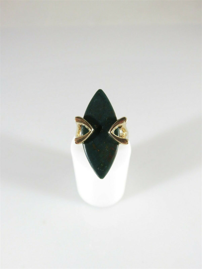 Vintique 10K Yellow Gold Bloodstone Navette Women's Ring Size 5.75 - Just Stuff I Sell