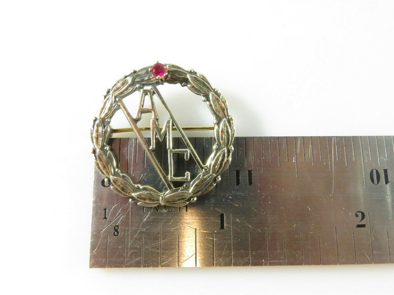 Neat Vintage AMC Sterling Silver with Synthetic Ruby Lapel Pocket Scarf Pin - Just Stuff I Sell