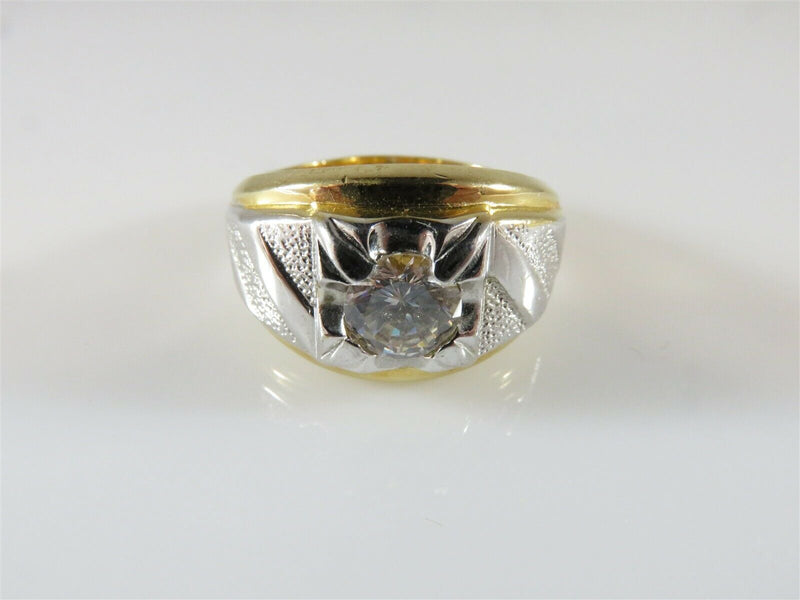 Nice Men's CZ Solitaire Ring 14K HGE Size 10.25 Yellow White Gold Plated - Just Stuff I Sell