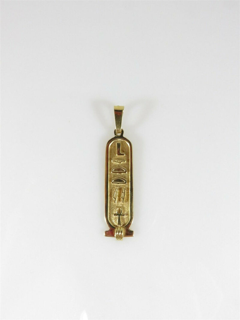 Egyptian Hieroglyphic Betty Eternal Life 18K Yellow Gold Cartouche Pendant - Just Stuff I Sell
