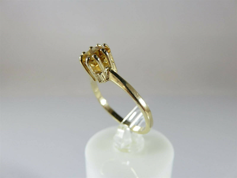 14K Yellow Gold Princess Cut Golden Citrine Solitaire Wedding Ring Sz 6.5 PGR - Just Stuff I Sell